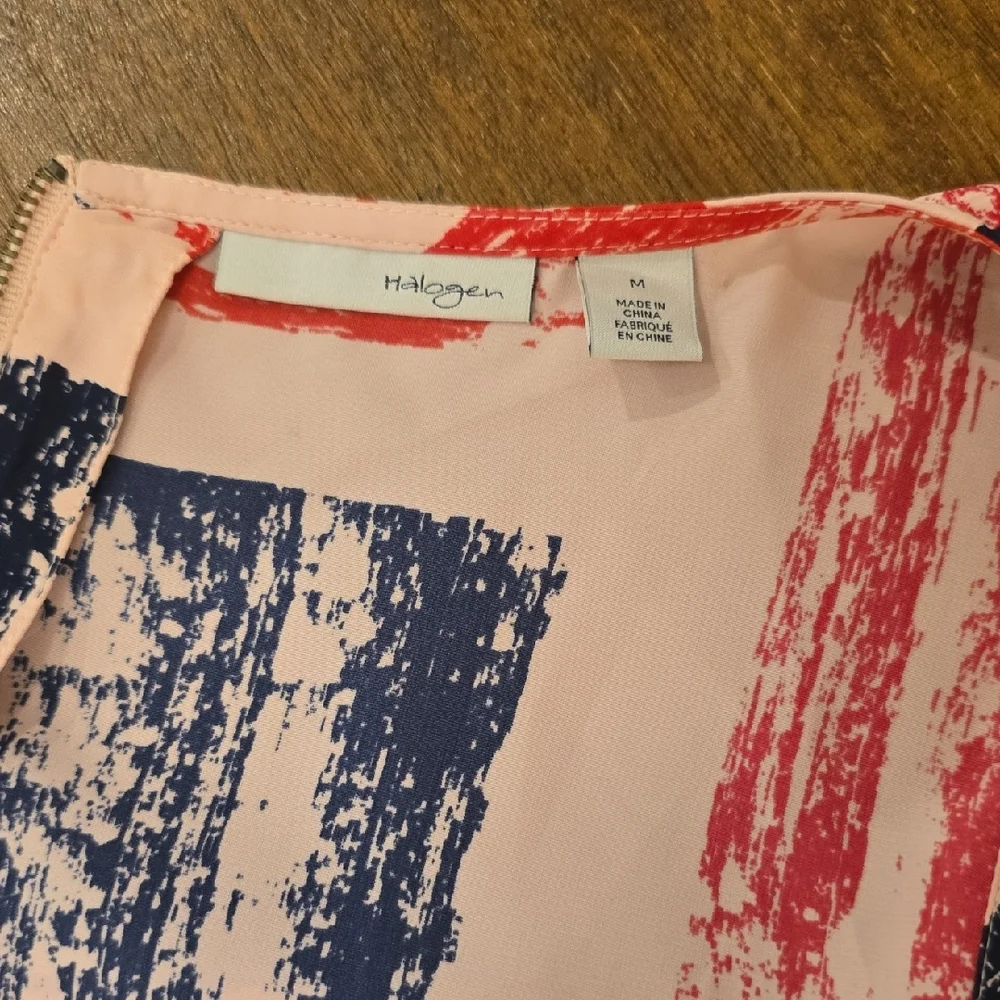 Halogen Abstract Red and Blue SHIFT Dress, M, 100% POLY - Picture 4 of 5